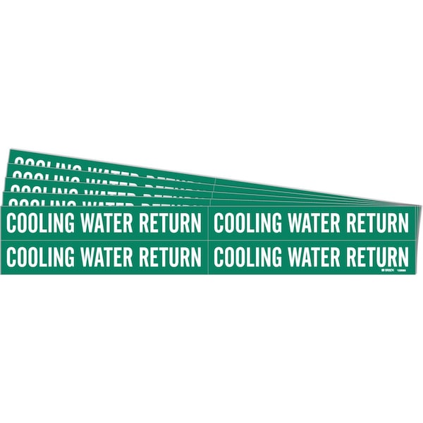 COOLING WATER RETURN Pipe Marker Style 4 Polyester WT on GN 4 per Card, 5 PK